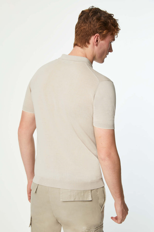 L.B.M. 1911 Polo in maglia beige con dettagli in contrasto Polo in maglia beige con dettagli in contrasto Nuovo