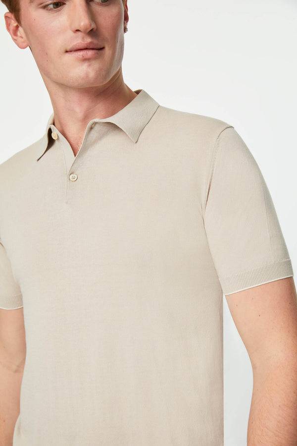 L.B.M. 1911 Polo in maglia beige con dettagli in contrasto Polo in maglia beige con dettagli in contrasto Nuovo
