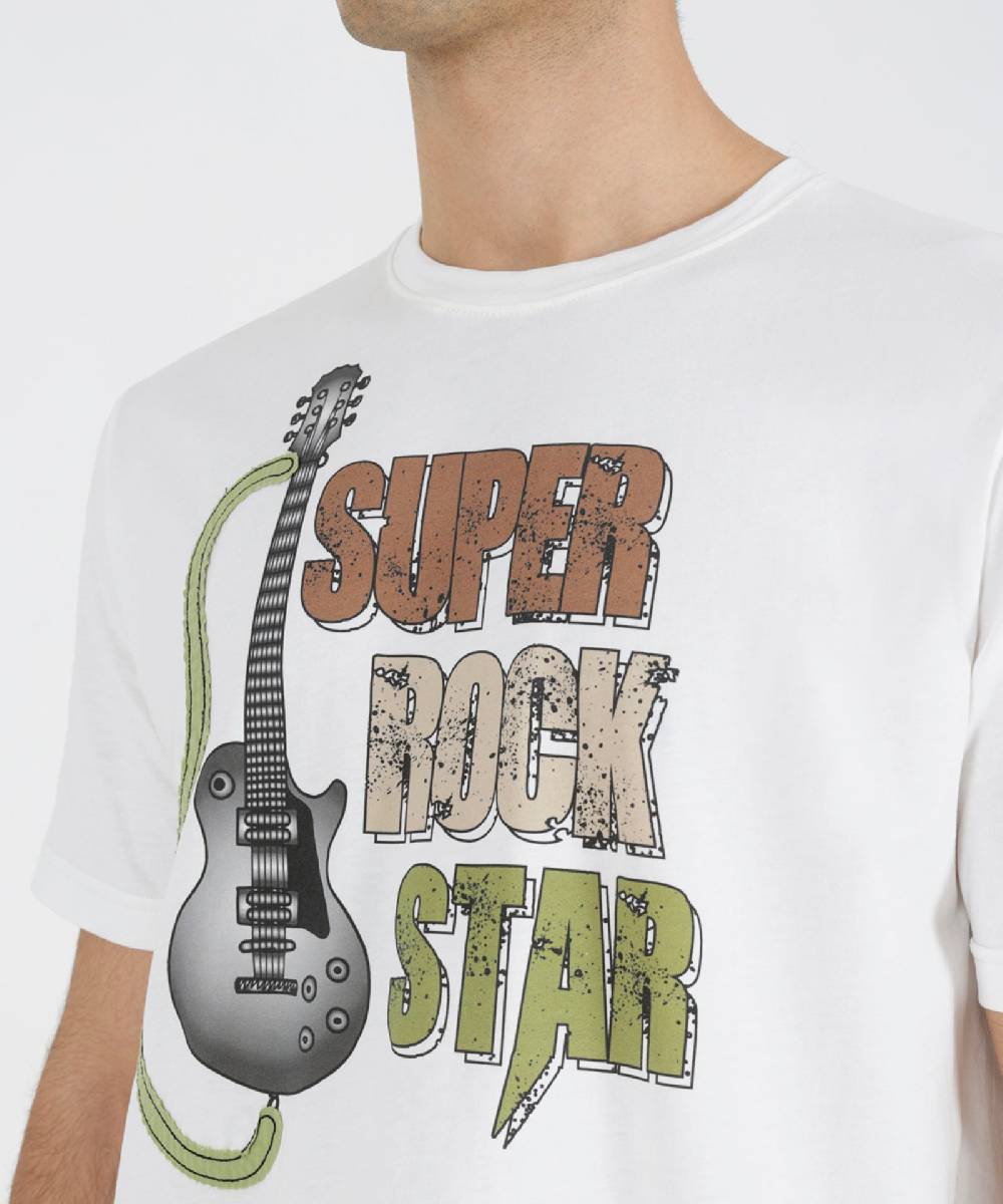 Over D T-SHIRT GRAFICA SUPER ROCK STAR Saldi