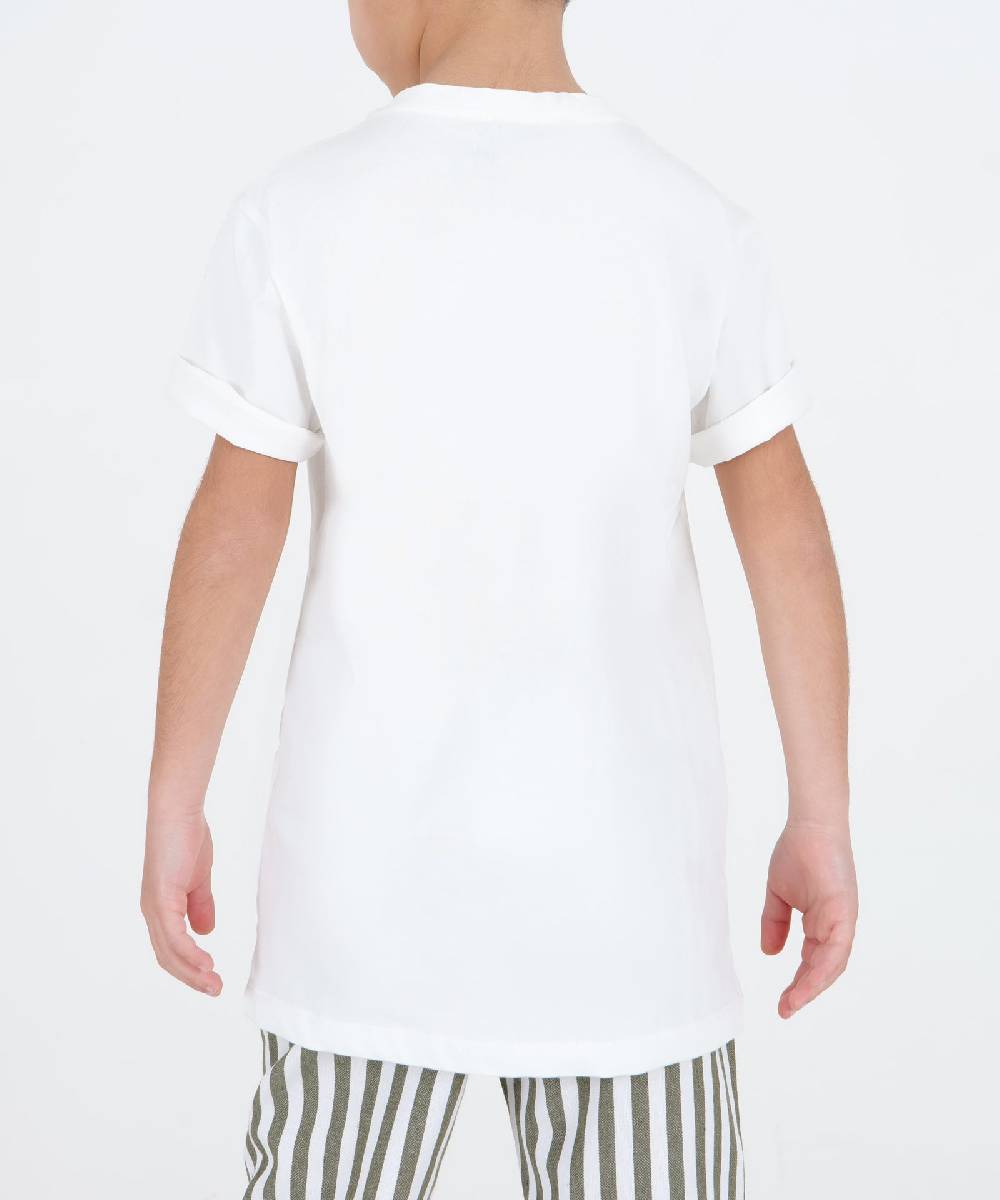 Over D T-SHIRT CON TASCHINO RIGATO E COLLO IN COSTINA In Vendita