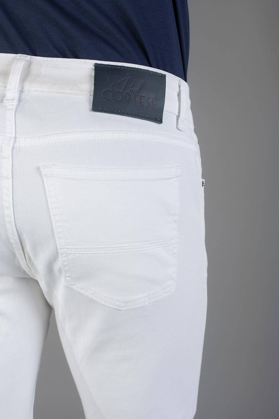 Paul Cortese Gabardine 5 tasche white Qualità