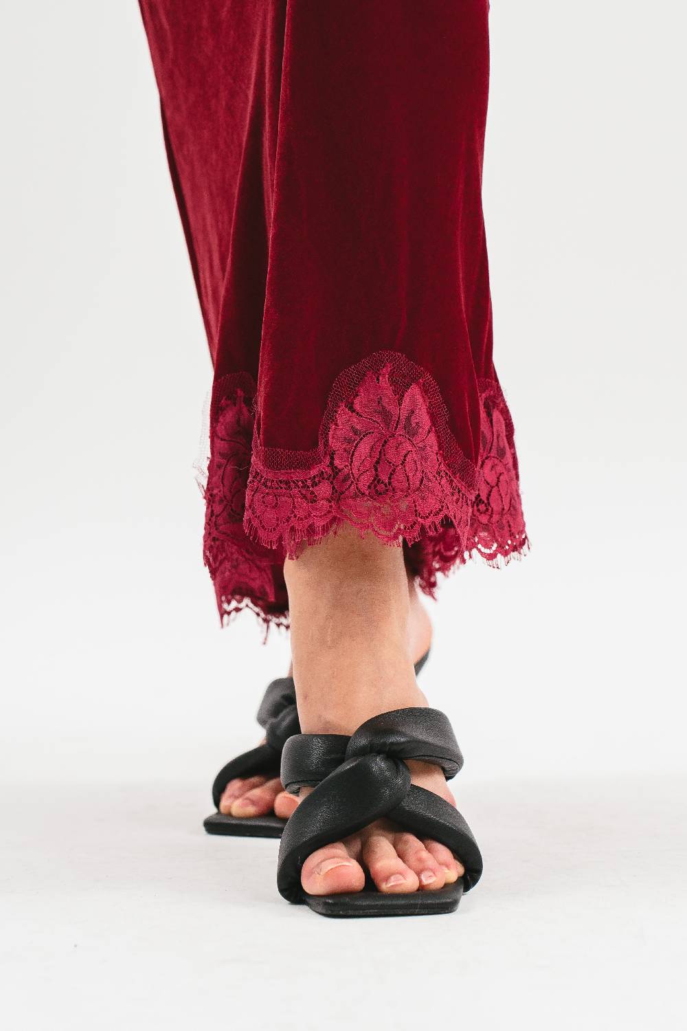 Pink Memories Slip dress in velluto con pizzo Nuova