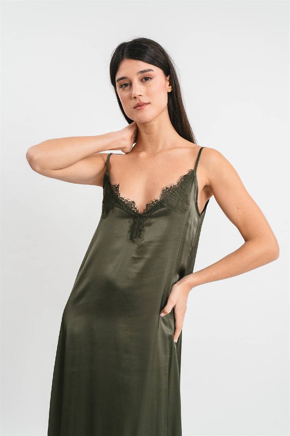 Pink Memories Slip dress con spacco laterale e pizzo Online
