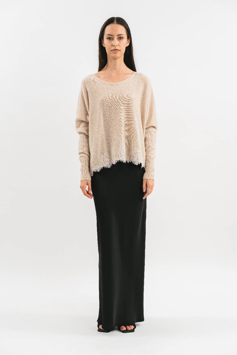 Pink Memories Maglia in cachemire con pizzo Offerta
