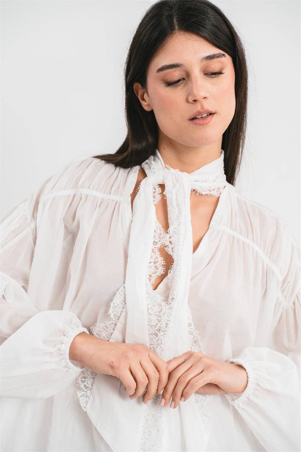 Pink Memories Camicia con fiocco e dettagli in pizzo Outlet