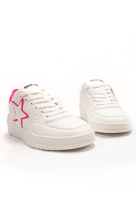 Please Jeans SHOP ART - SNEAKER 227 - WHITE FUXIA FLUO Vendita Calda