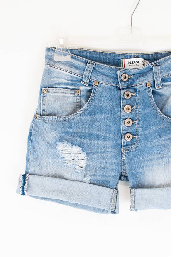 Please Jeans Please - Shorts P88 DQG - Blu Denim Presa