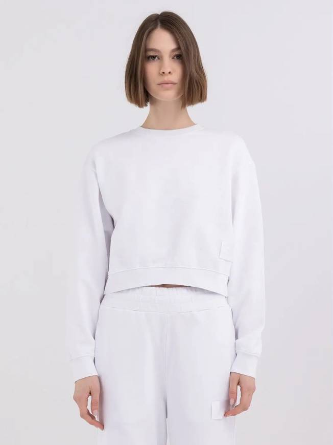 Please Jeans REPLAY FELPA CROPPED - WHITE In Saldo