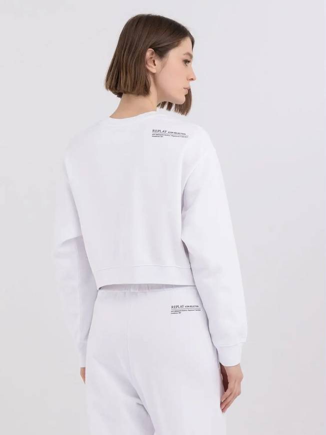 Please Jeans REPLAY FELPA CROPPED - WHITE In Saldo