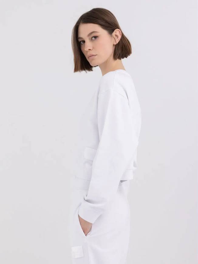 Please Jeans REPLAY FELPA CROPPED - WHITE In Saldo