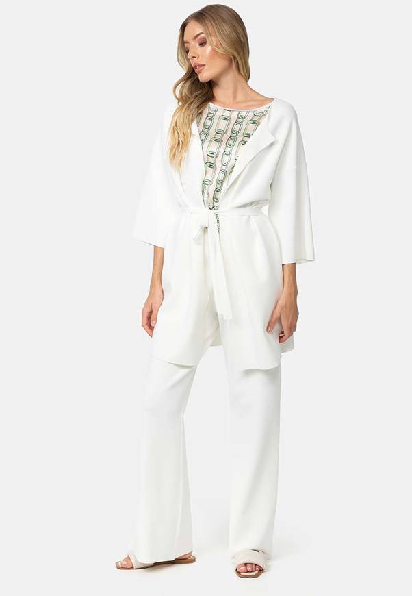 Please Jeans CAPPOTTO IN MAGLIA CATNOIR A 1/2 MANICHE IN VISCOSA - BIANCO In Linea