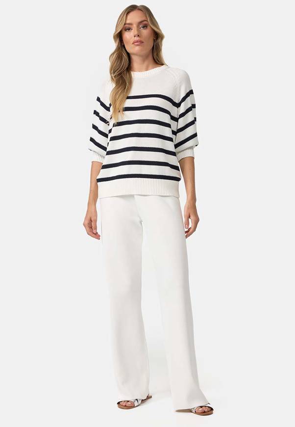 Please Jeans MAGLIA CATNOIR CON MANICHE A 3/4 E RIGHE - NAVY Nuovo