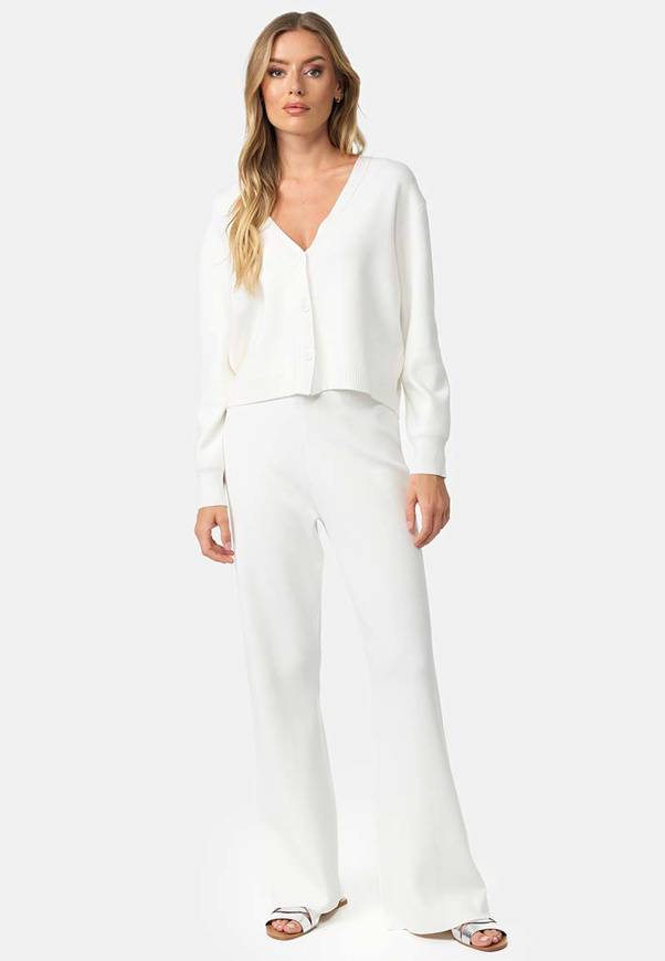 Please Jeans CARDIGAN CATNOIR IN MISTO VISCOSA - BIANCO Qualità