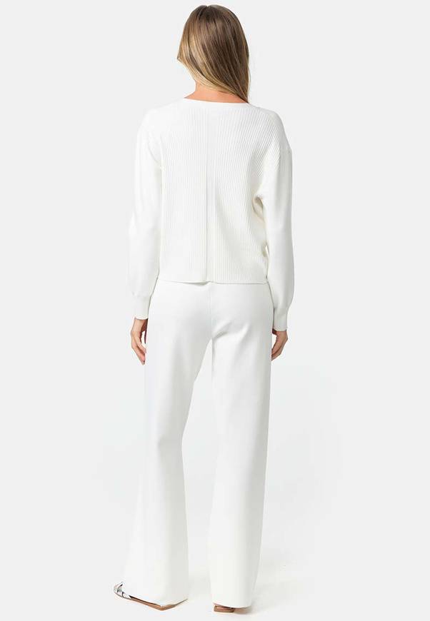 Please Jeans CARDIGAN CATNOIR IN MISTO VISCOSA - BIANCO Qualità