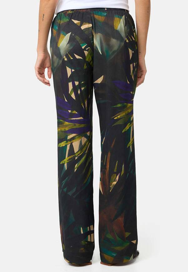 Please Jeans PANTALONI PALAZZO CATNOIR IN VISCOSA - FOGLIA TROPICALE Acquista Ora