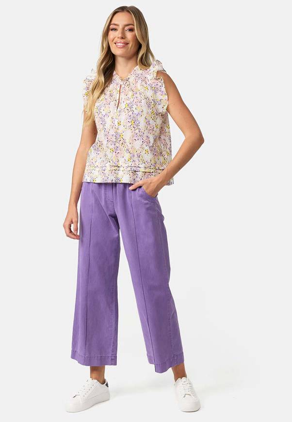 Please Jeans PANTALONI CATNOIR IN TENCEL - LILLA Consegna Veloce