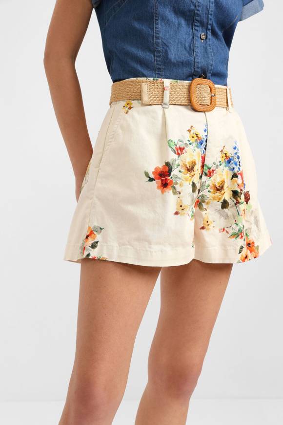 Please Jeans PLEASE FLORAL SHORTS - D0K C10 - PANNA Promozione