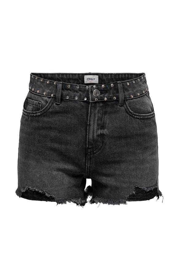 Please Jeans ONLPACY HW STUDDED DENIM SHORTS - 152 006 BLACK DENIM Novità