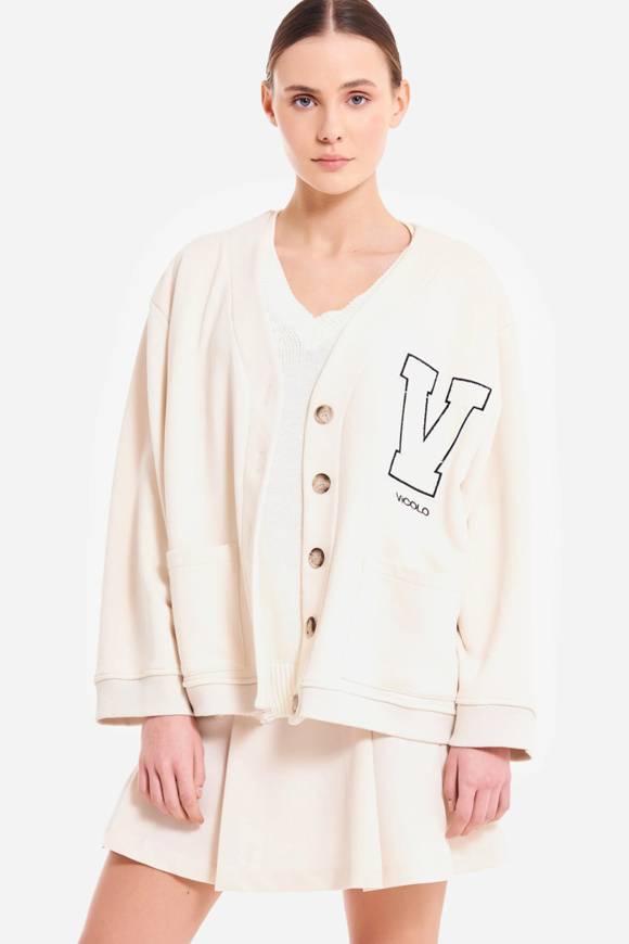 Please Jeans VICOLO SWEATER COLLEGE - RB0 116 - LATTE Vendita Economica