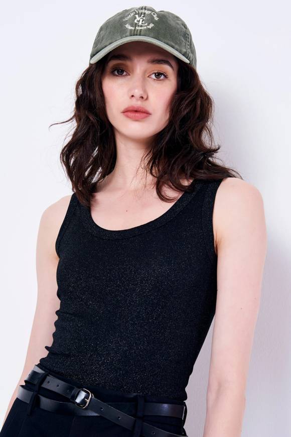 Please Jeans VICOLO TANK-TOP GLITTER - UB0 009 - BLACK Fino Al -60%
