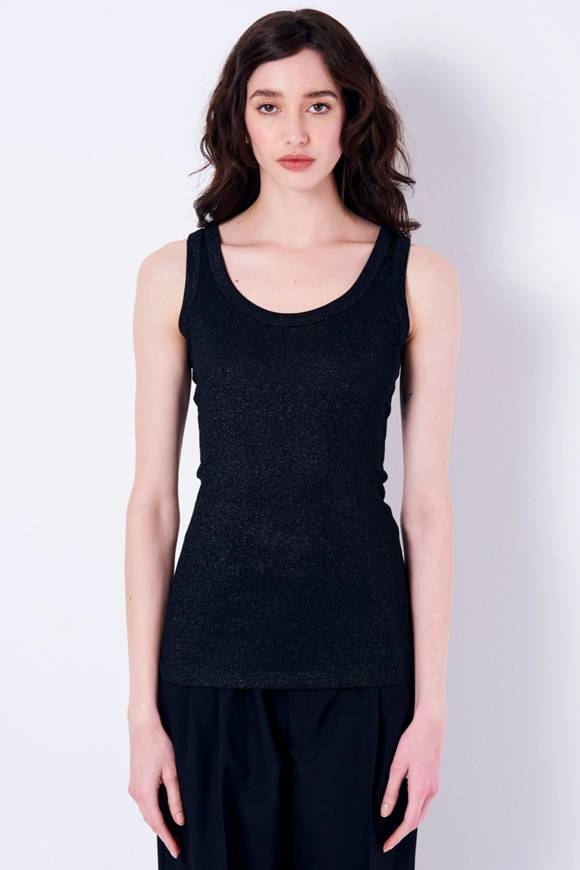 Please Jeans VICOLO TANK-TOP GLITTER - UB0 009 - BLACK Fino Al -60%