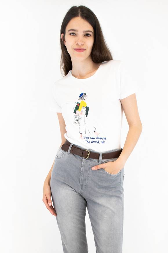 Please Jeans PLEASE T-SHIRT - T76 326 - WHITE Liquidazione