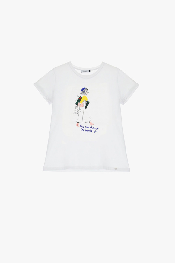 Please Jeans PLEASE T-SHIRT - T76 326 - WHITE Liquidazione