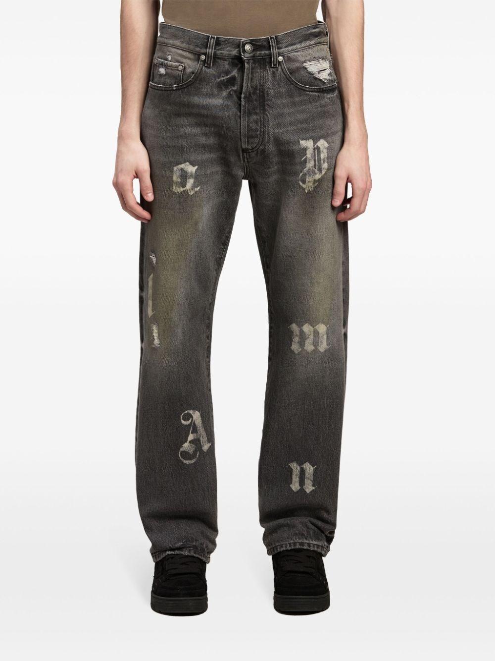 Palm angels `BW Logo Patch` 5-Pocket Jeans Sconto