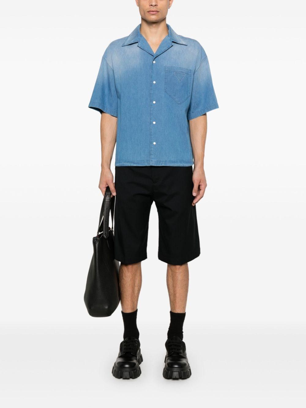 Prada Light Denim Short Sleeve Shirt Prezzo Ridotto