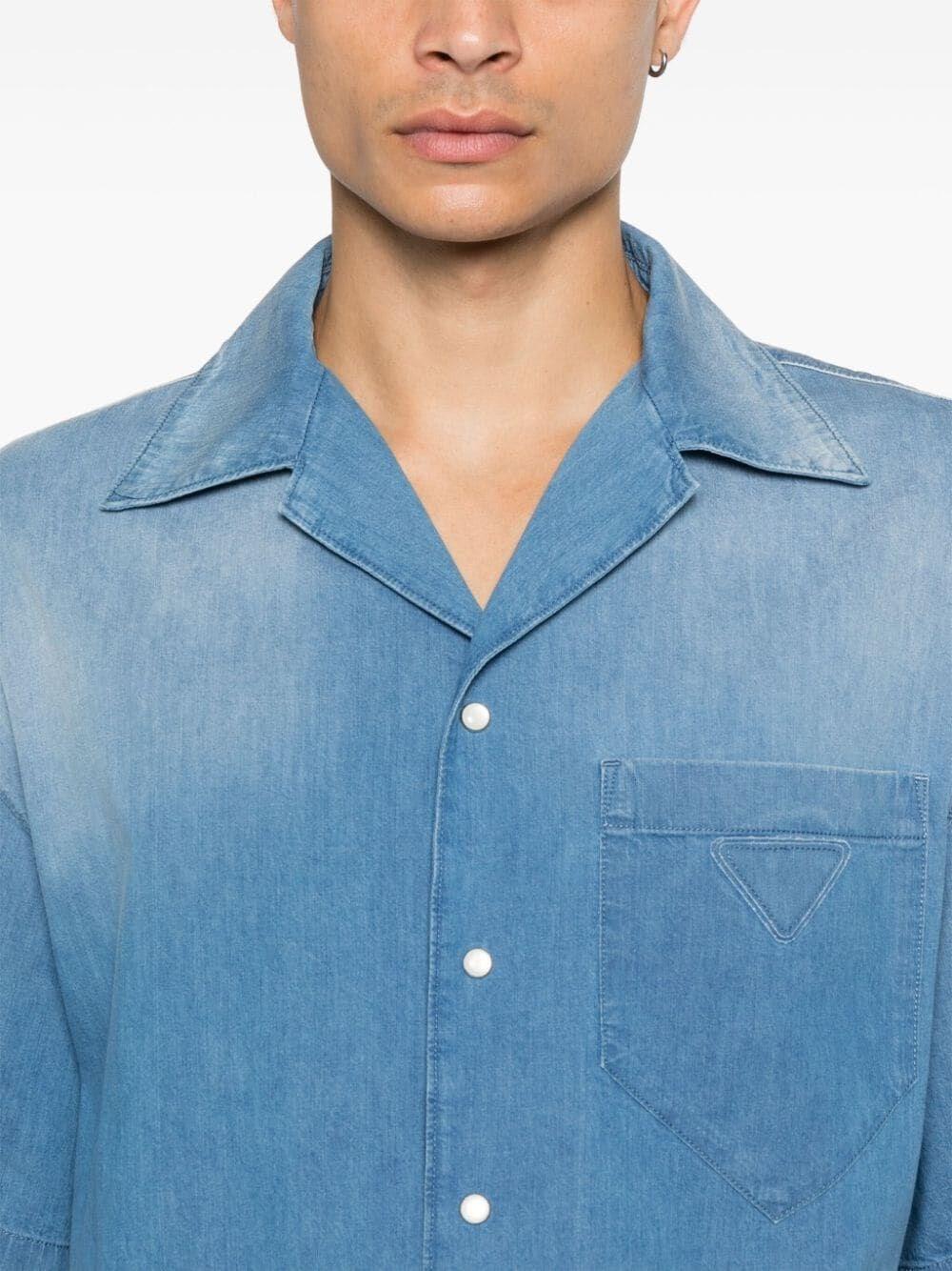 Prada Light Denim Short Sleeve Shirt Prezzo Ridotto