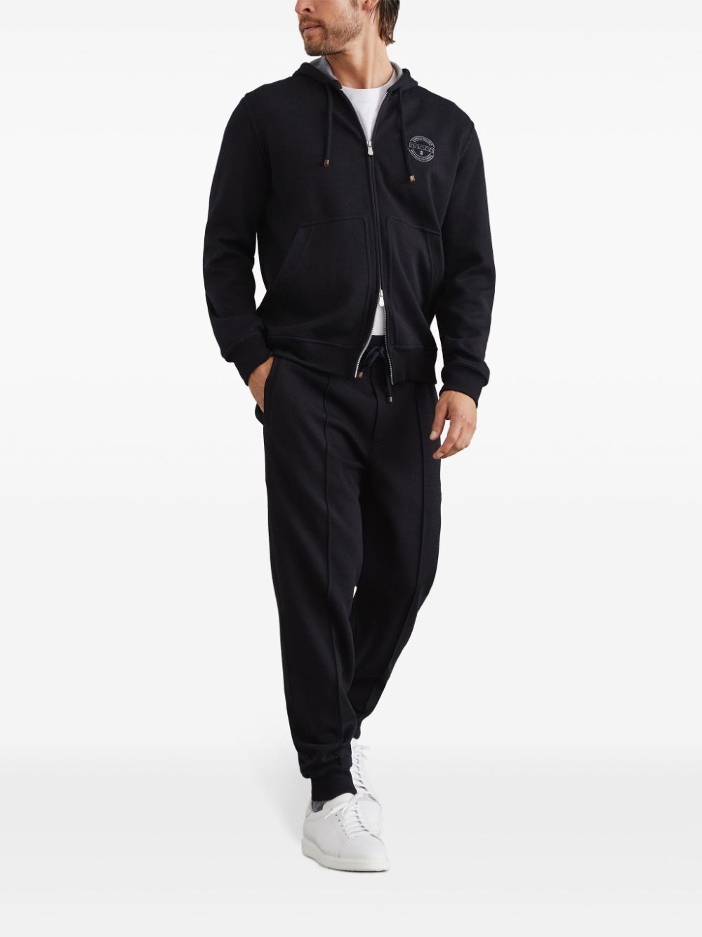 Brunello cucinelli Hooded Sweatshirt With Zipper And Print Qualità Garantita