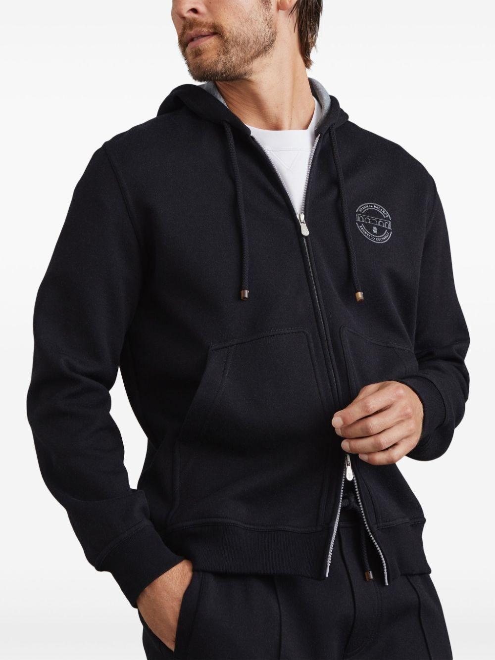 Brunello cucinelli Hooded Sweatshirt With Zipper And Print Qualità Garantita
