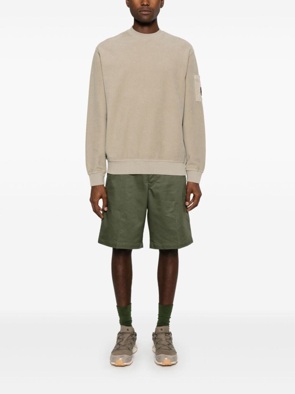 C.p. company `Brushed Emerized Diagonal Fleece` Crew-Neck Sweatshirt Promozione Limitata