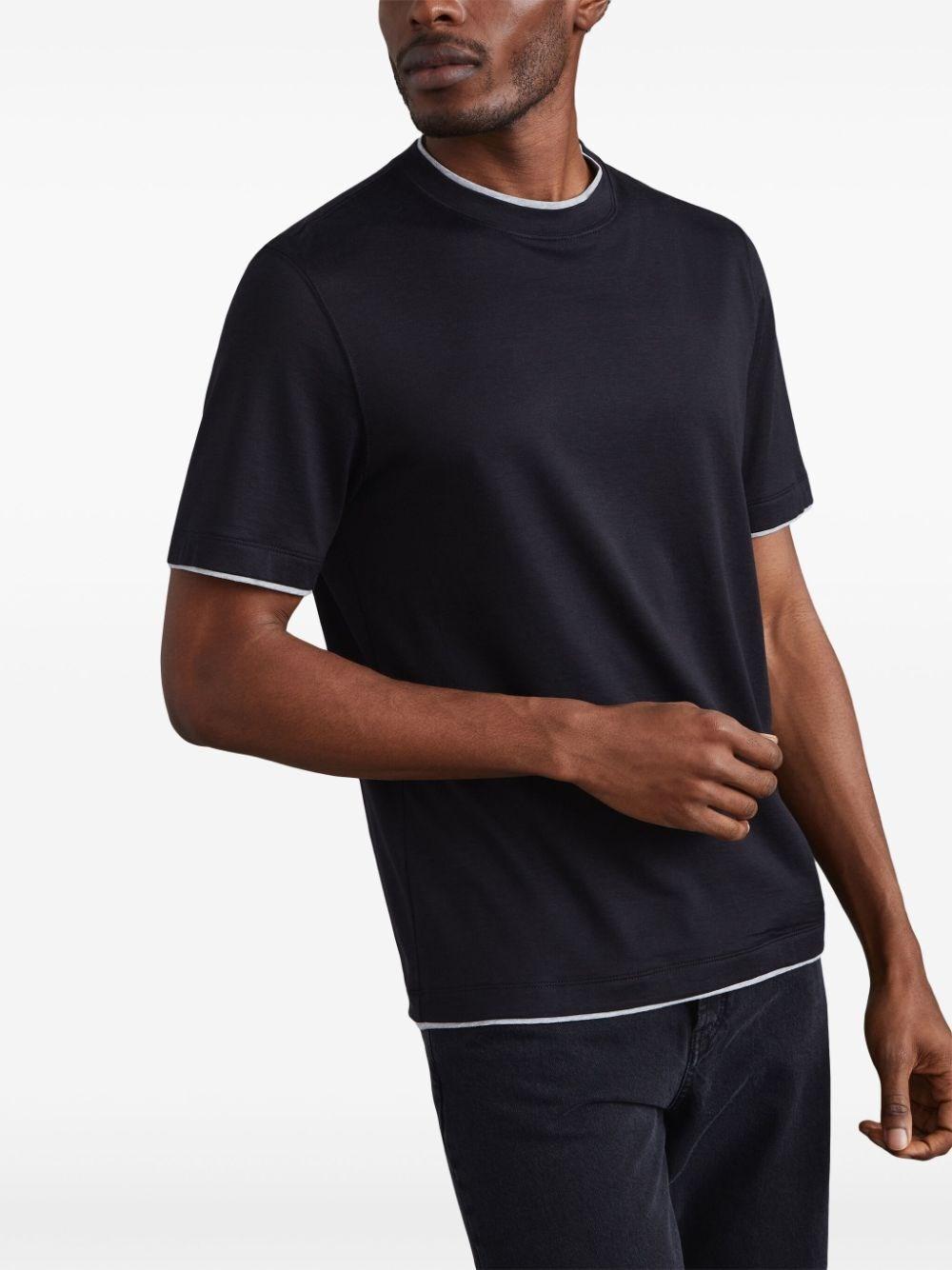 Brunello cucinelli Crew Neck T-Shirt With Faux-Layering Vendita Economica