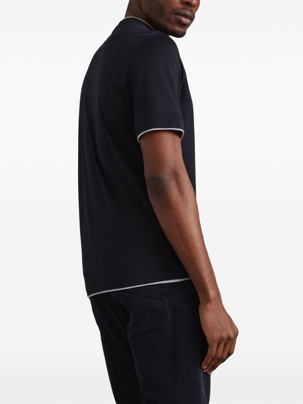 Brunello cucinelli Crew Neck T-Shirt With Faux-Layering Vendita Economica