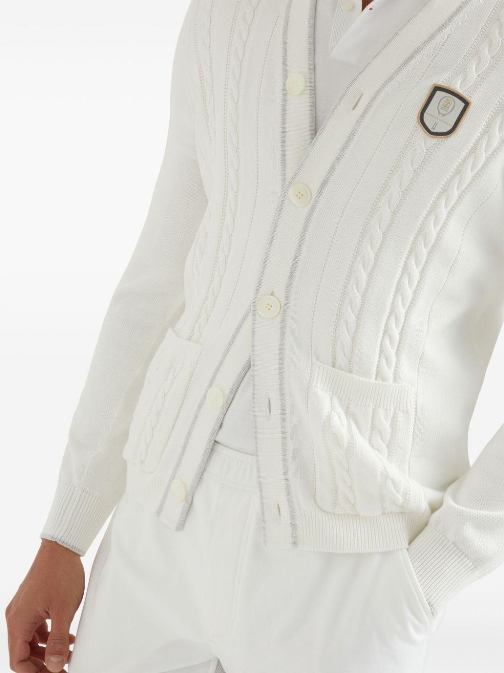 Brunello cucinelli Knit Cardigan With Tennis Badge Saldi Di Fabbrica