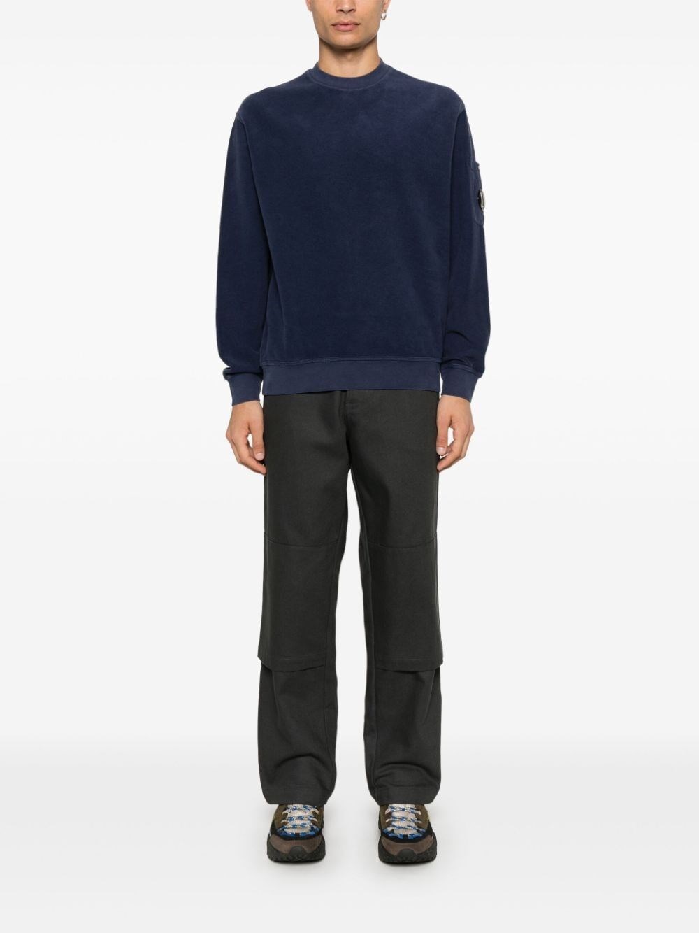 C.p. company `Brushed Emerized Diagonal Fleece` Crew-Neck Sweatshirt Prezzo di fabbrica