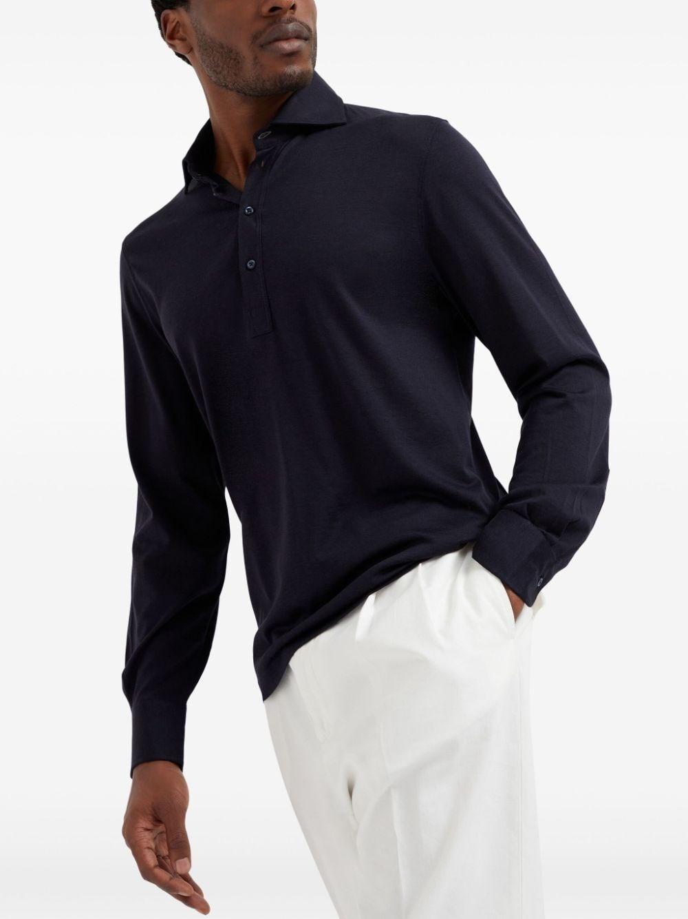 Brunello cucinelli Long Sleeve Polo With Shirt-Style Collar Affare Del Giorno