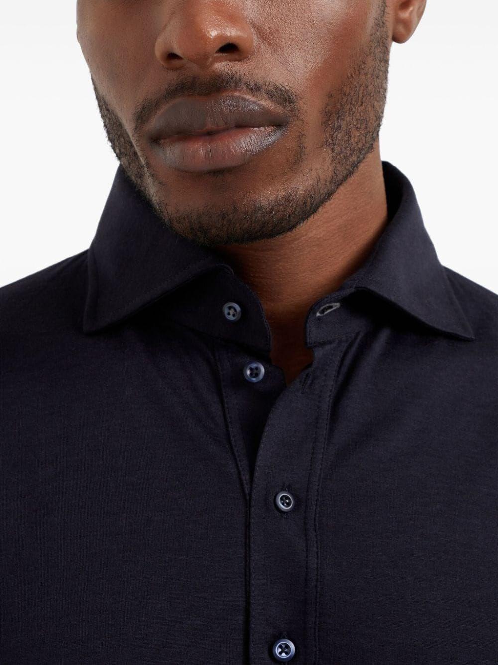Brunello cucinelli Long Sleeve Polo With Shirt-Style Collar Affare Del Giorno