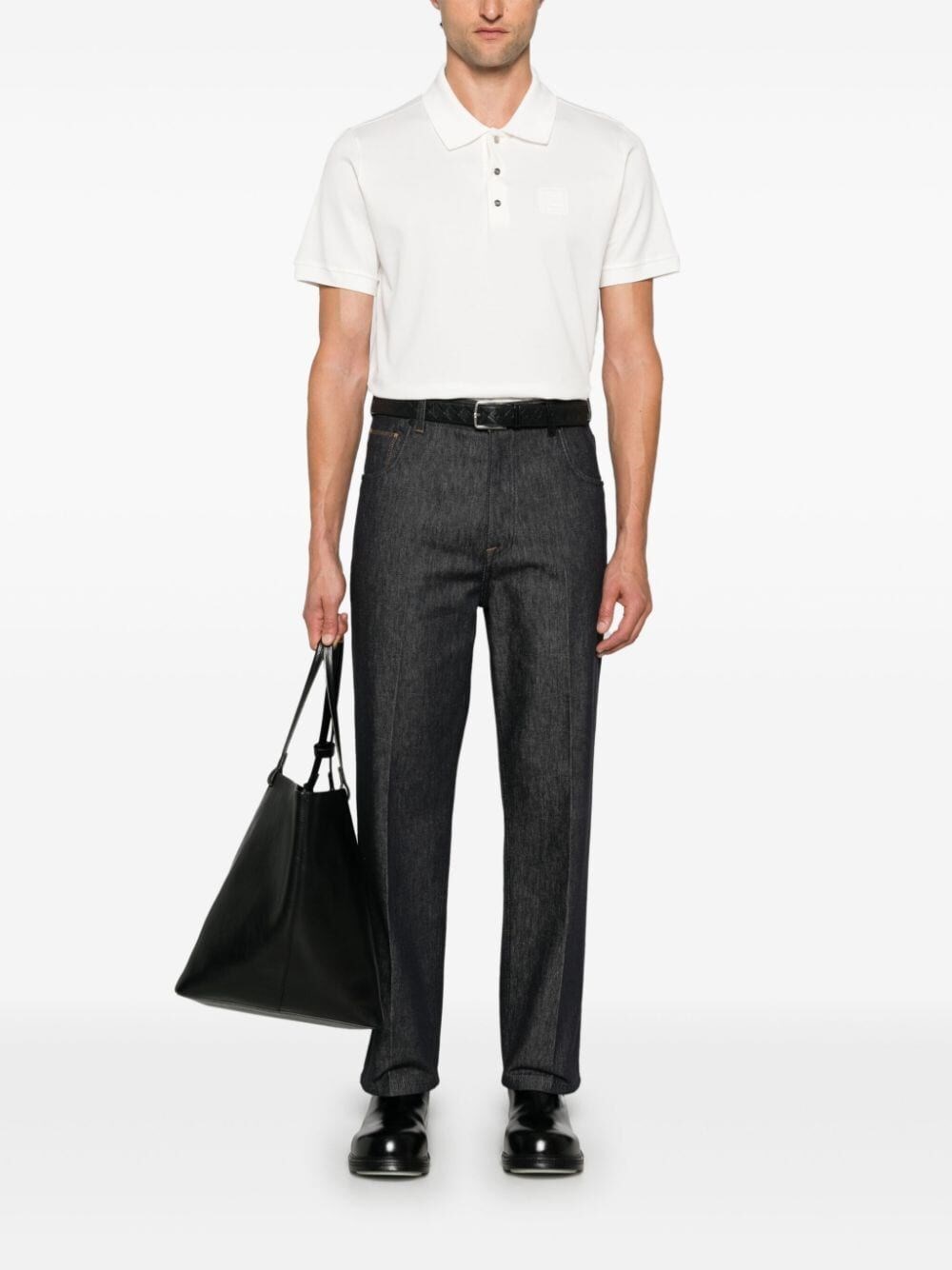 Fendi `FF` Embossed Polo Shirt Super sconto