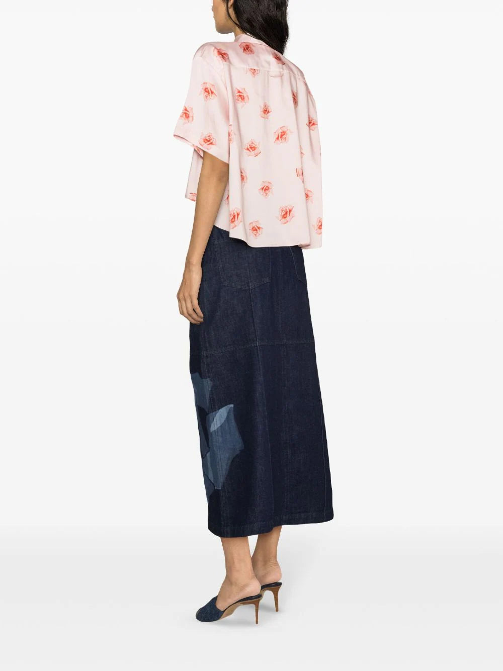 KENZO 'kenzo rose' cropped dropped shoulders shirt In Vendita