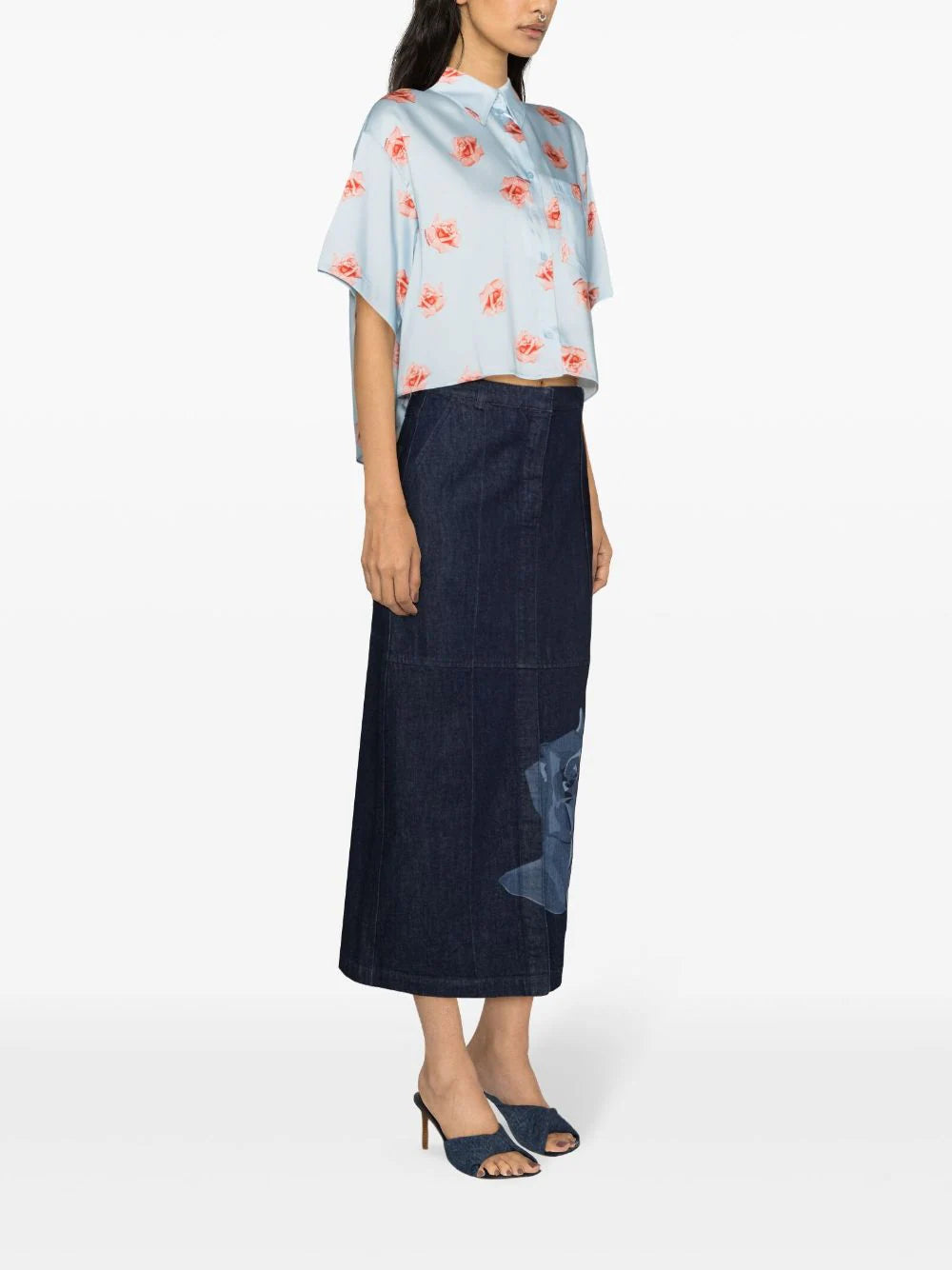 KENZO 'kenzo rose' cropped dropped shoulders shirt Saldi