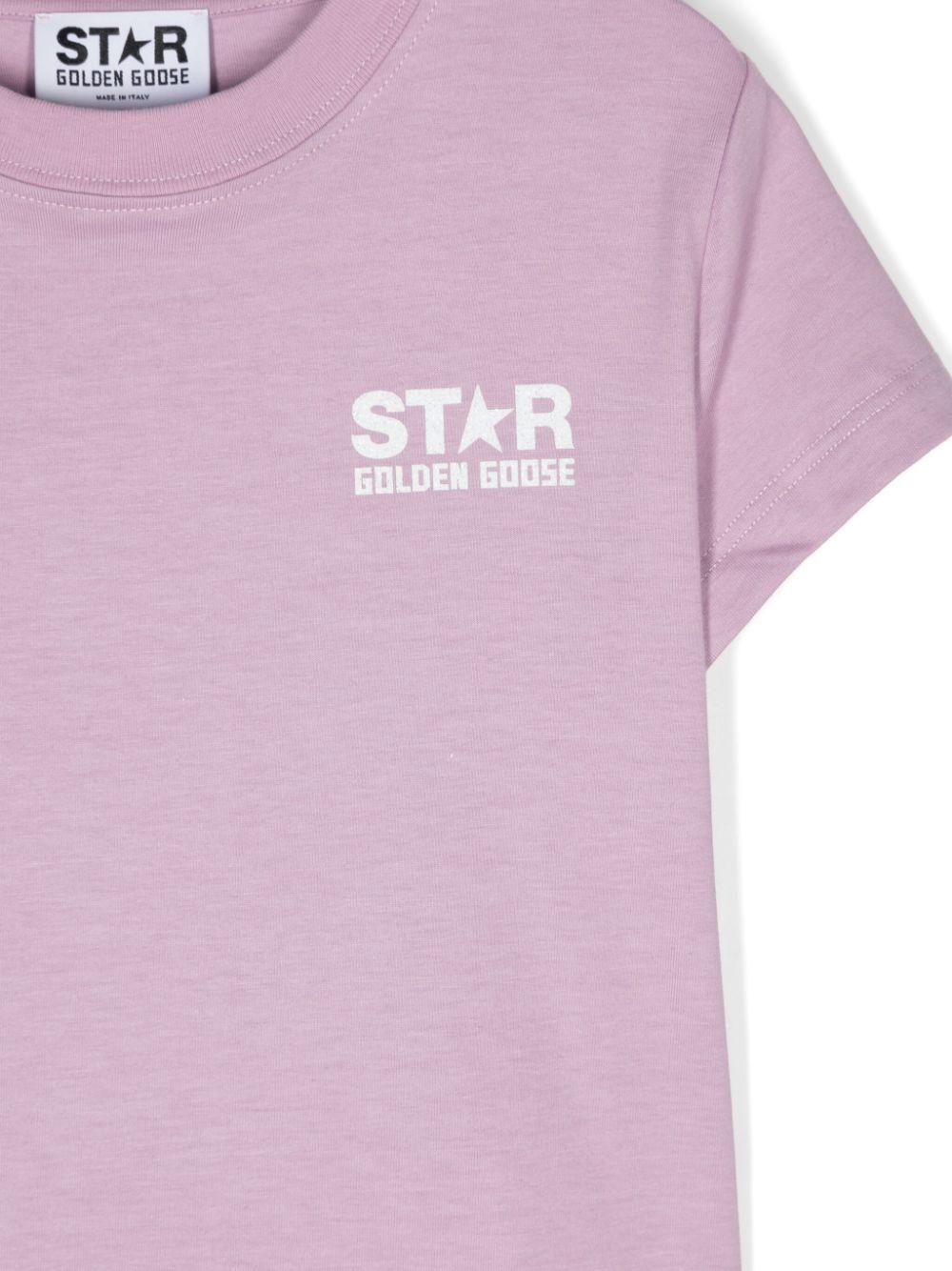 Golden Goose Kids T-shirt with logo and maxi star in glitter Sottocosto