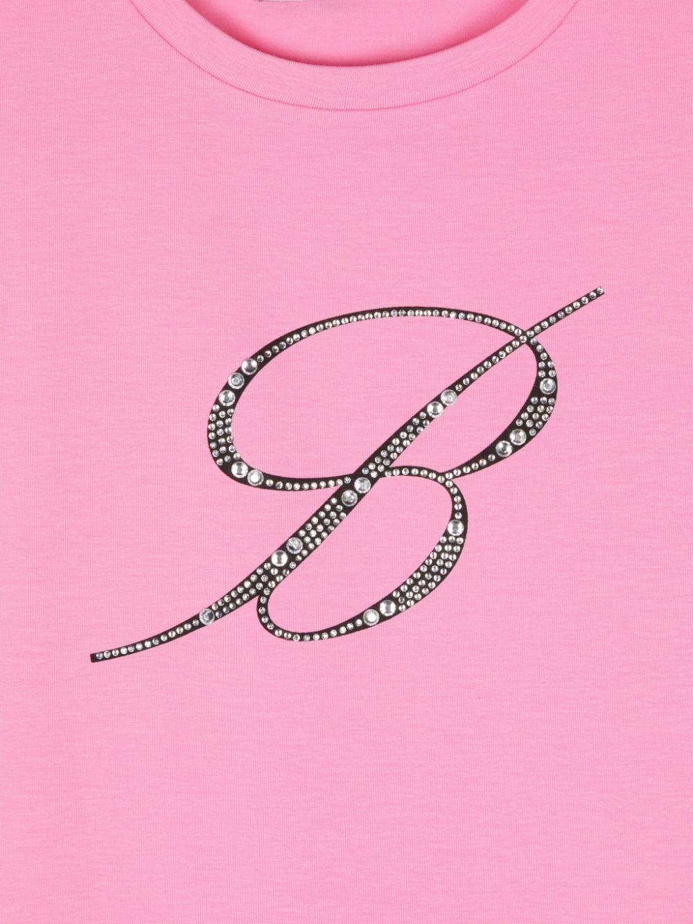 Miss Blumarine T-shirt with rhinestone logo Novità