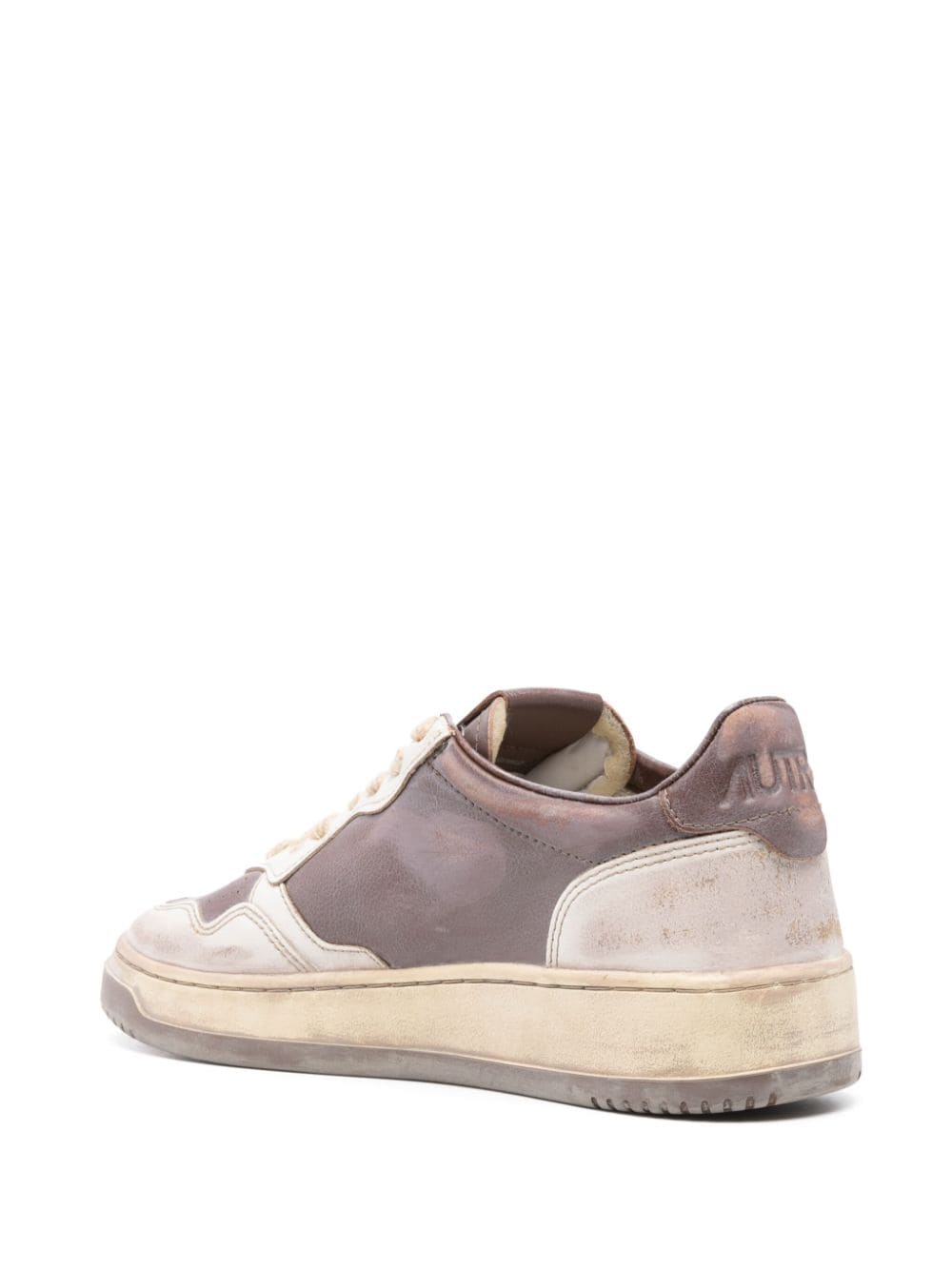 AUTRY Super vintage low sneakers in white leather and mud patridge Vendita Calda