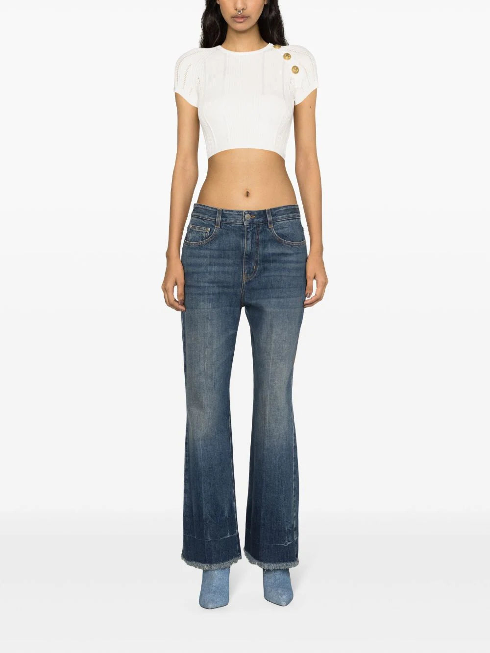 BALMAIN 3-button fine knit top Soddisfazione Garantita