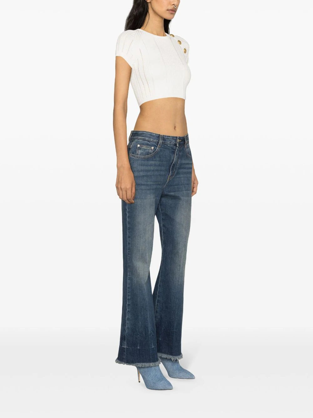 BALMAIN 3-button fine knit top Soddisfazione Garantita