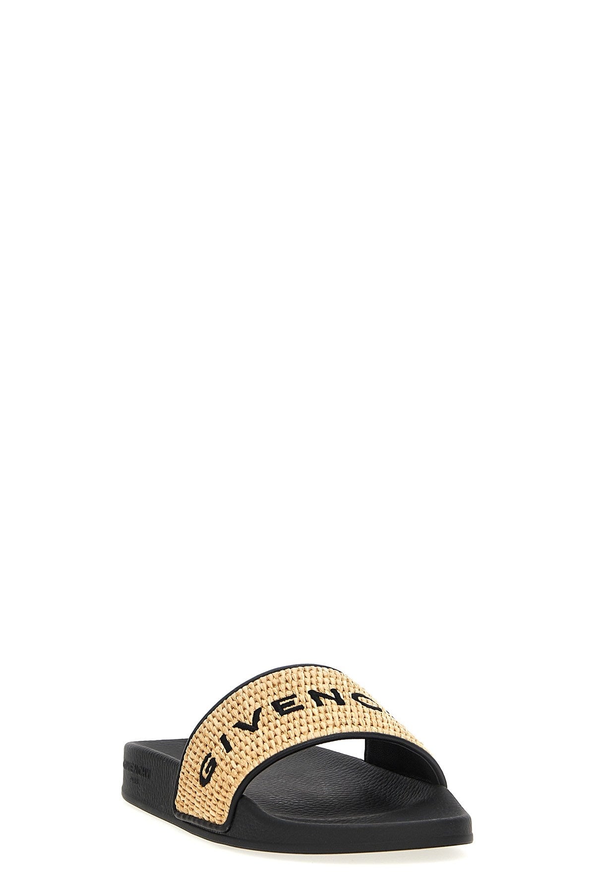 Givenchy 4g slide flat sandals in rafia Ultimi due giorni