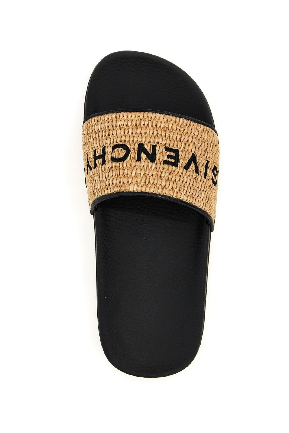 Givenchy 4g slide flat sandals in rafia Ultimi due giorni