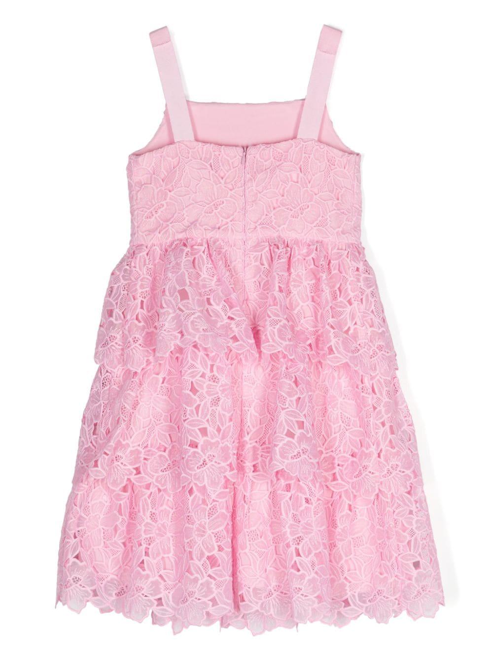 SELF PORTRAIT Kids Pink organza lace midi dress Comprare a buon mercato
